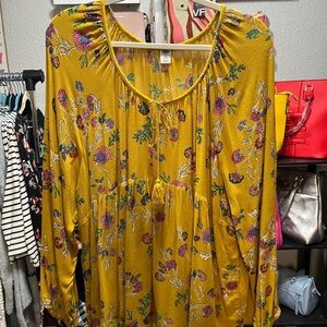Old Navy Mustard Floral Tunic
